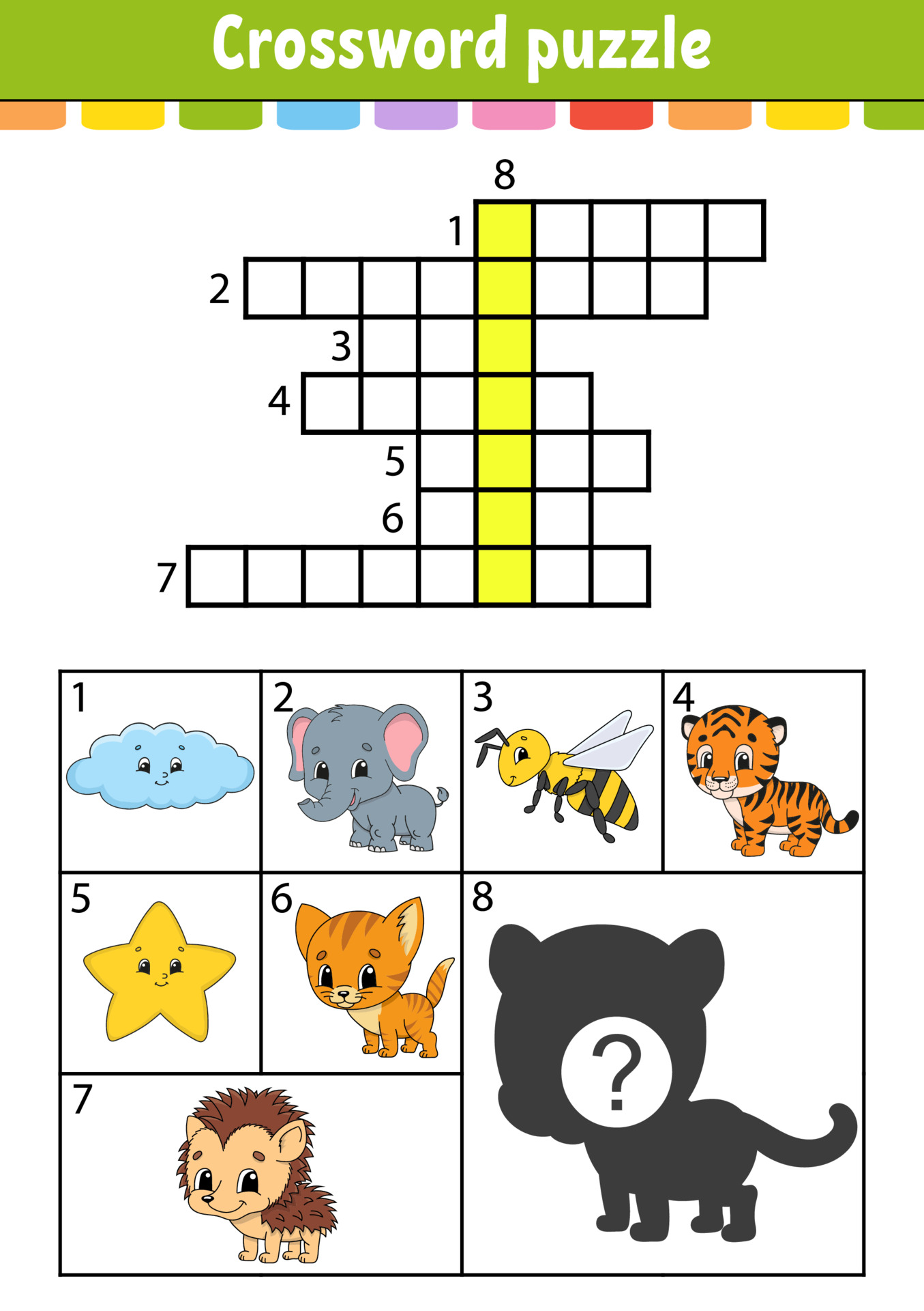 Crossword puzzle. Education developing worksheet. Activity page for study  English. With color pictures. Game for children. Isolated vector  illustration. Funny character. Cartoon style. 3664941 Vector Art at Vecteezy
