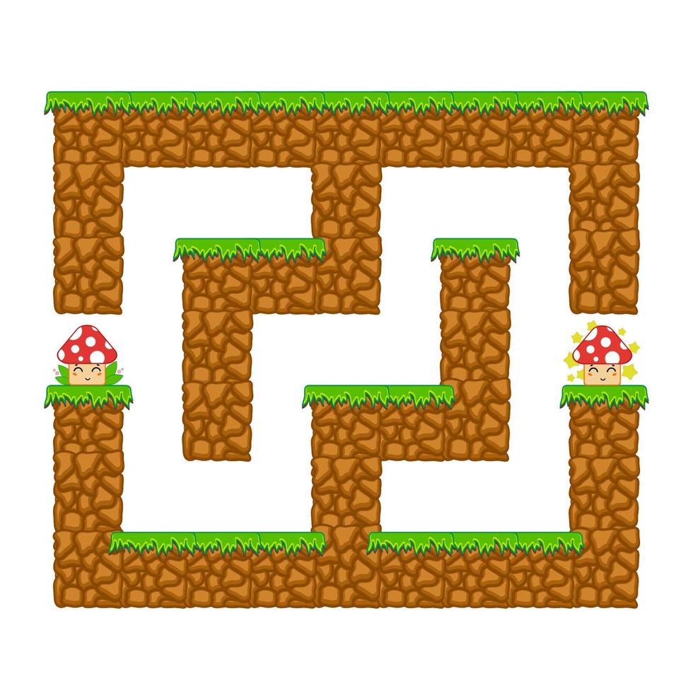 Maze dungeon. Game for kids. Puzzle for children. Cartoon style. Labyrinth conundrum. Color vector illustration. The development of logical and spatial thinking.