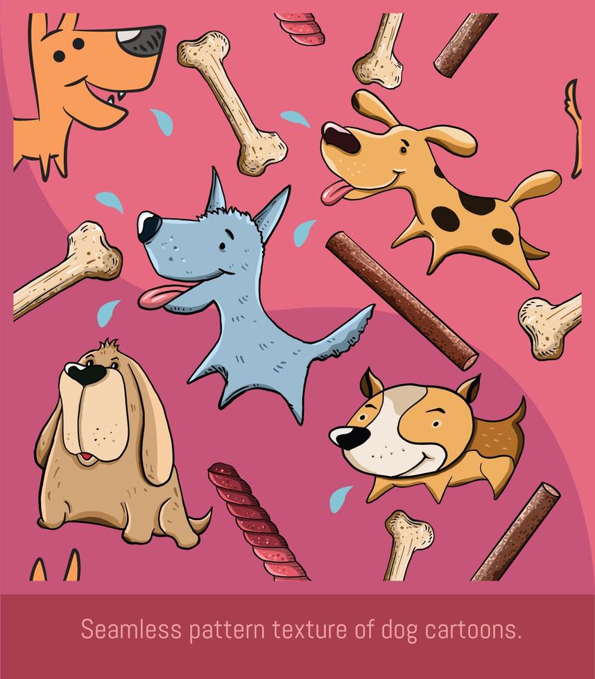 dibujos animados de perros en un patrón sin costuras. vector