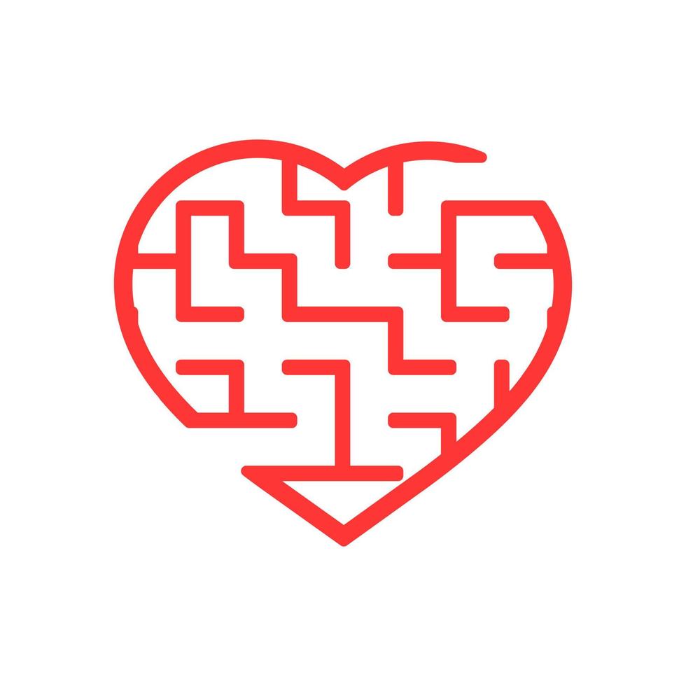 Color labyrinth heart. Game for kids and adult. Puzzle for children. Maze conundrum. Valentine's Day. Flat vector illustration.