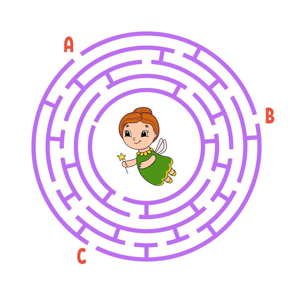 laberinto circular. juego para niños. rompecabezas para niños. enigma del laberinto redondo. ilustración vectorial de color. encuentra el camino correcto. el desarrollo del pensamiento lógico y espacial. hoja de trabajo de educación. vector