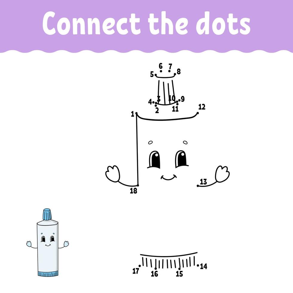 Dot to dot. Draw a line. Handwriting practice. Learning numbers for kids. Education developing worksheet. Activity page. Game for toddler and preschoolers. Isolated vector illustration. Cartoon style.