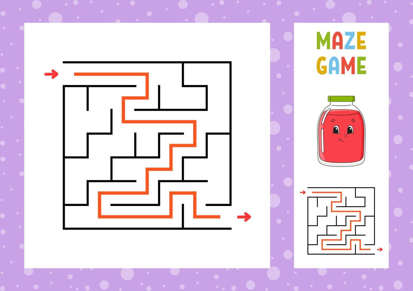 Maze. Game for kids. Funny labyrinth. Education developing worksheet. Activity page. Puzzle for children. Cute cartoon style. Riddle for preschool. Logical conundrum. Color vector illustration.