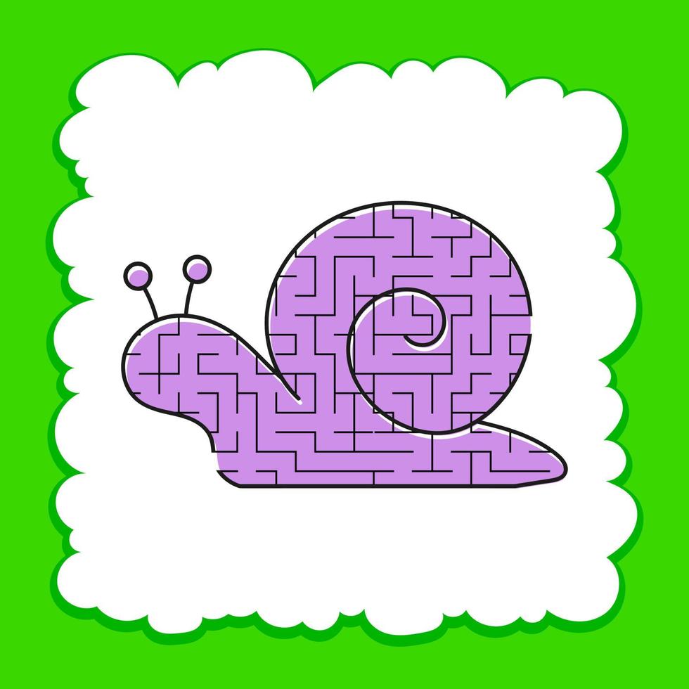 Color labyrinth is a cute snail. Kids worksheets. Activity page. Game puzzle for children. Funny clam. Maze conundrum. Vector illustration.