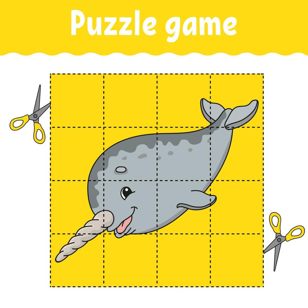 Puzzle game for kids . Education developing worksheet. Learning game for children. Activity page. For toddler. Riddle for preschool. Simple flat isolated vector illustration in cute cartoon style.