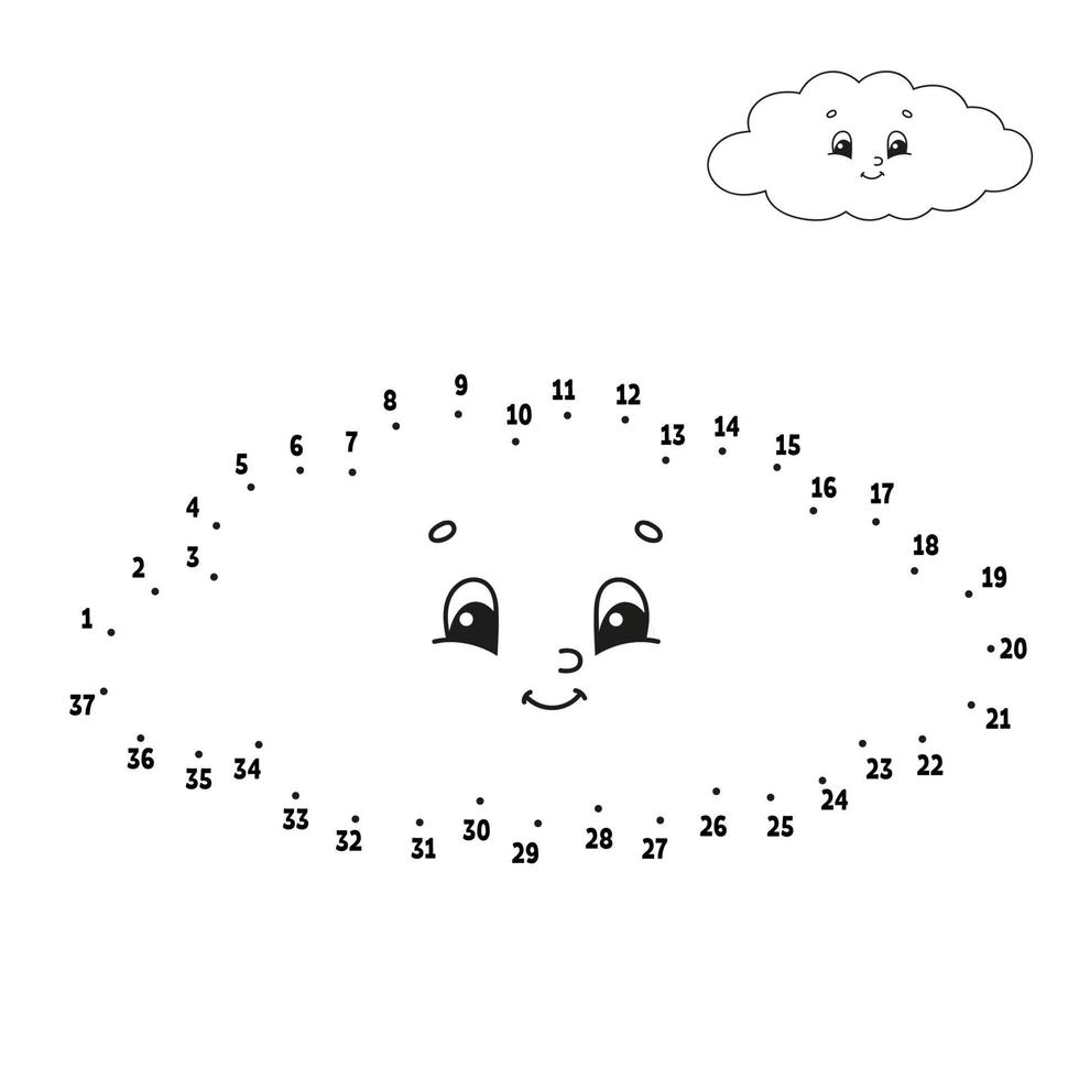 Dot to dot. Draw a line. Handwriting practice. Learning numbers for kids. Education developing worksheet. Activity coloring page. Funny game. Isolated vector illustration. Cartoon style. With answer.