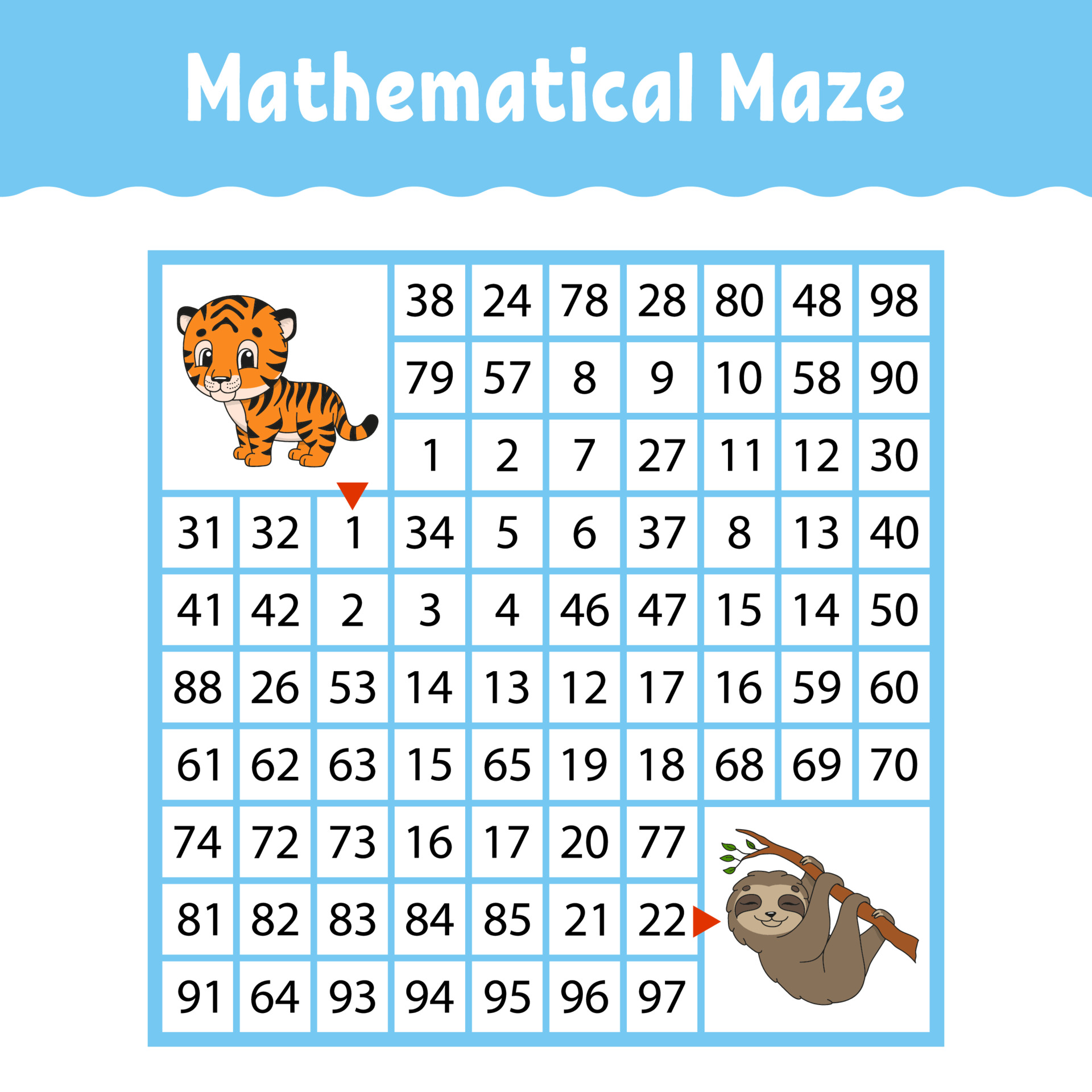 mathematical maze game for kids funny labyrinth education developing worksheet activity page puzzle for children cartoon style riddle for preschool logical conundrum color vector illustration 3665143 vector art at vecteezy
