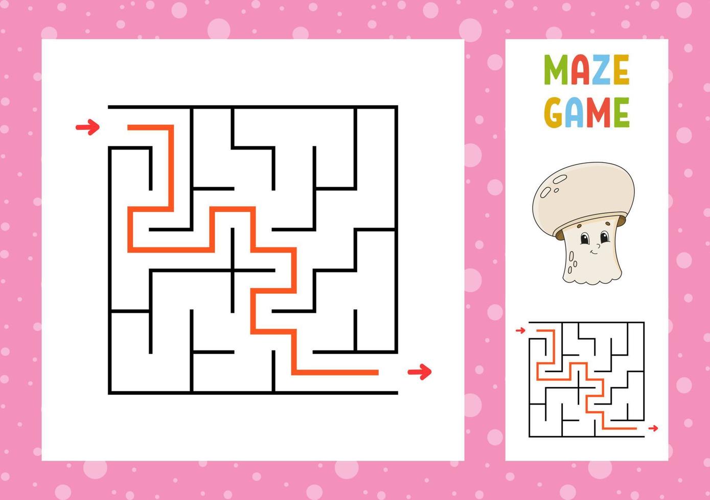 Maze. Game for kids. Funny labyrinth. Education developing worksheet. Activity page. Puzzle for children. Cute cartoon style. Riddle for preschool. Logical conundrum. Color vector illustration.