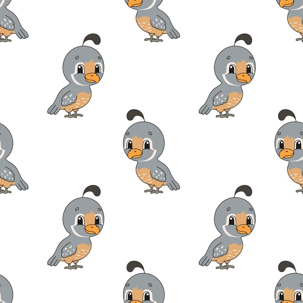 Happy bird. Colored seamless pattern with cute cartoon character. Simple  flat vector illustration isolated on white background. Design wallpaper,  fabric, wrapping paper, covers, websites. 3665222 Vector Art at Vecteezy