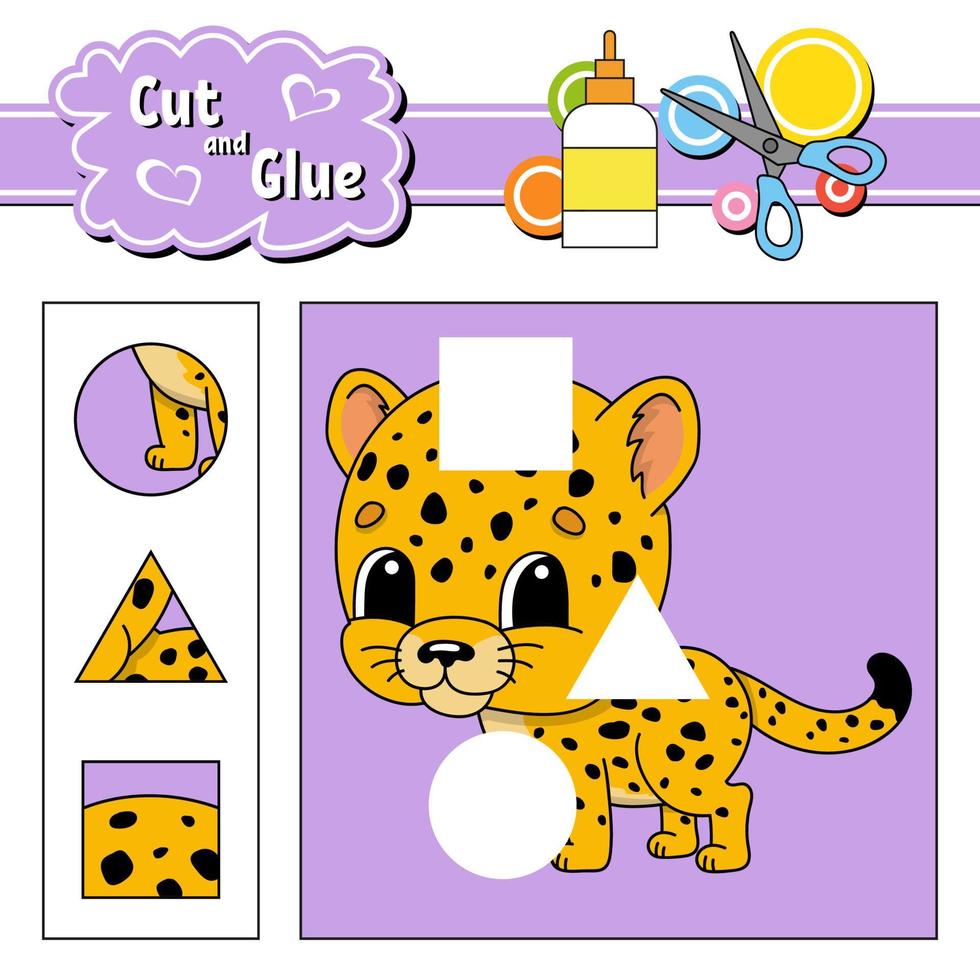 Cut and glue. Education developing worksheet. Activity page. Game for children. Isolated vector illustration in cute cartoon style.