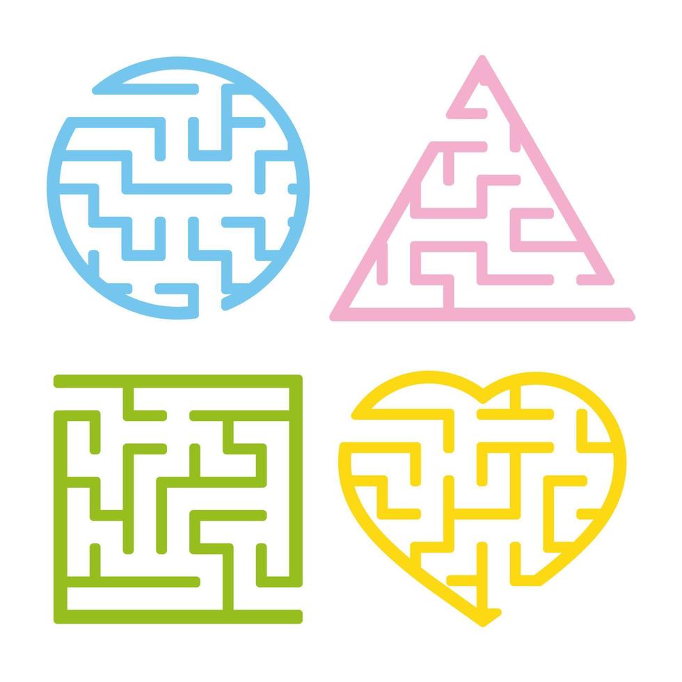A set of mazes. Game for kids. Puzzle for children. Labyrinth conundrum. Find the right path. Vector illustration.