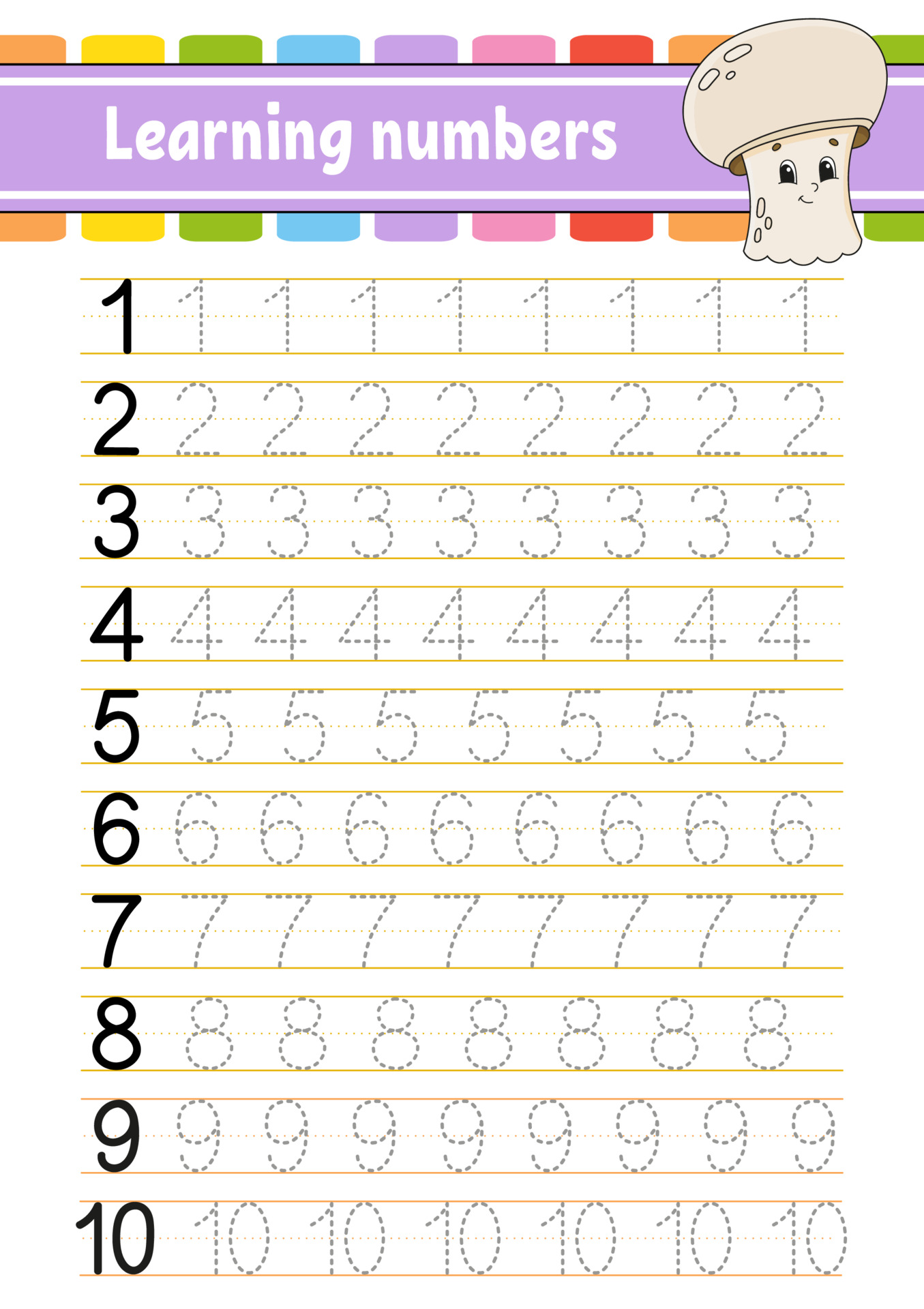 Learning Numbers For Kids Worksheet