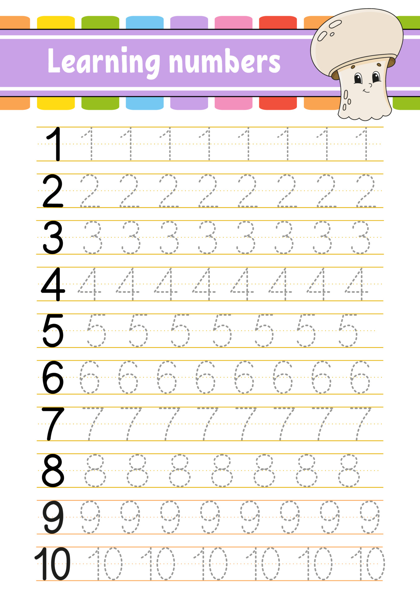 Learning Numbers For Kids Handwriting Practice Education Developing Worksheet Activity Page 