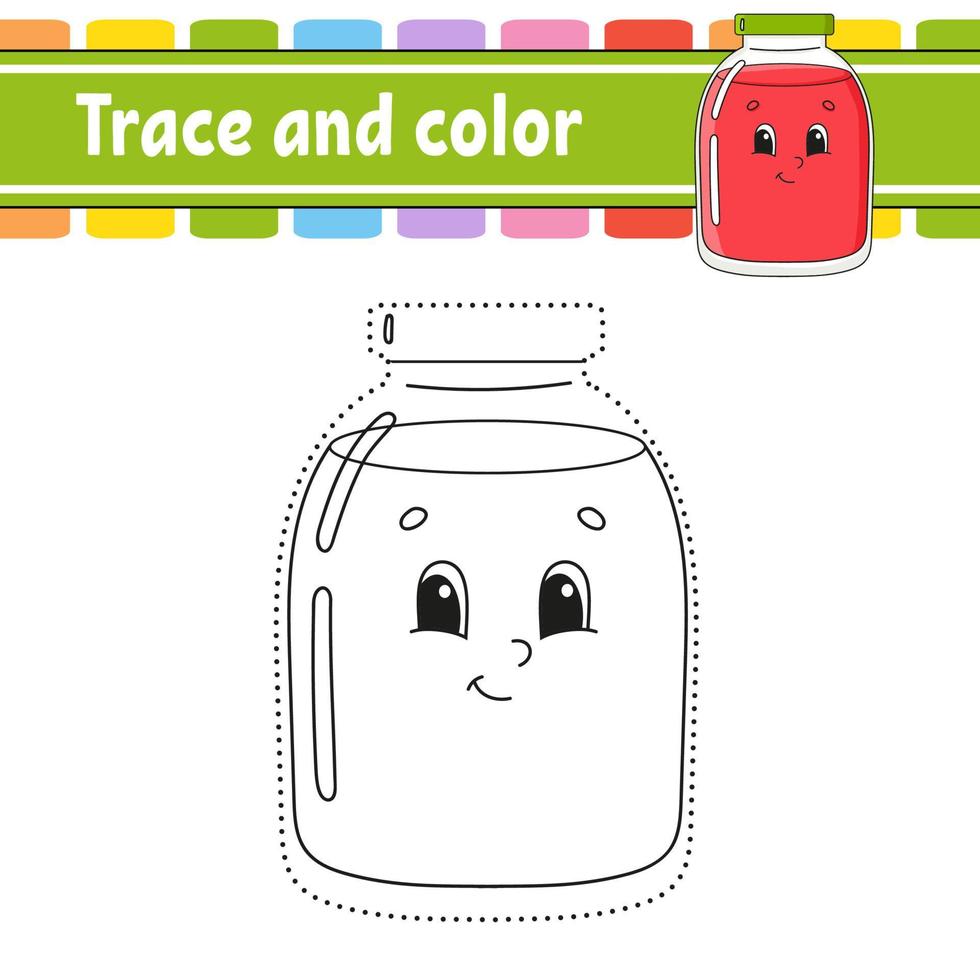 trazo y color. página para colorear para niños. práctica de escritura a mano. hoja de trabajo de desarrollo educativo. página de actividad. juego para niños pequeños y preescolares. ilustración vectorial aislada. estilo de dibujos animados. vector