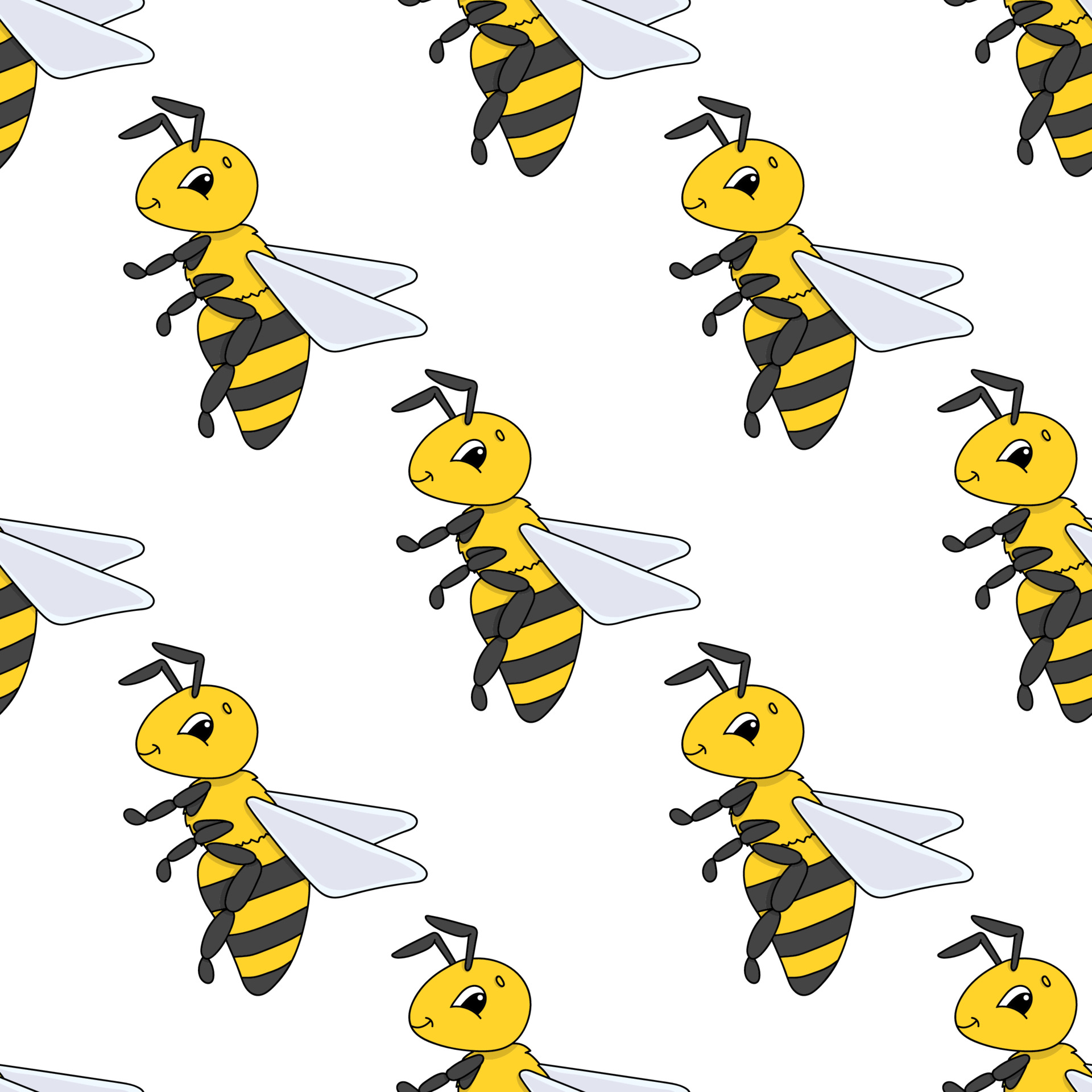 Cute Happy Bumble Bee with Flowers Little Kid Wrapping Paper