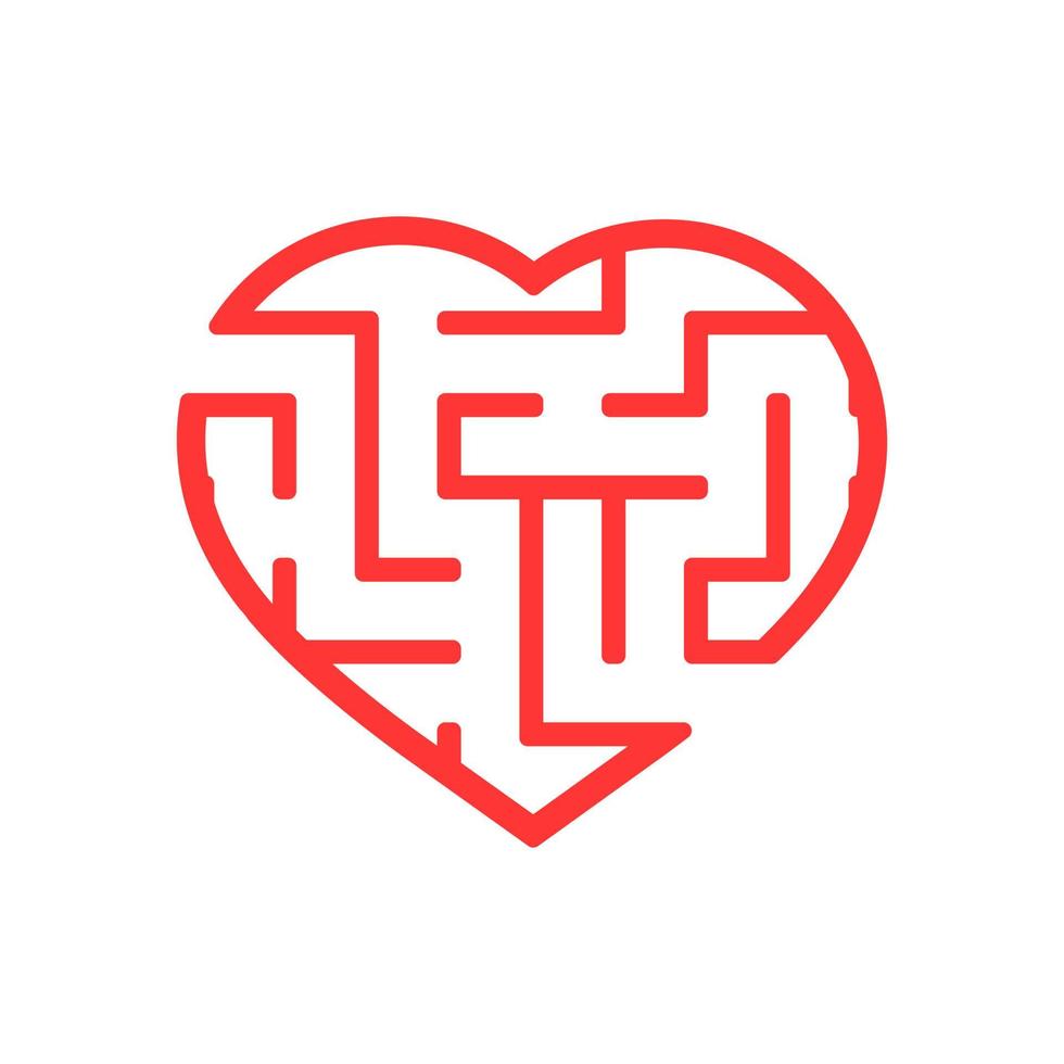Color labyrinth heart. Game for kids and adult. Puzzle for children. Maze conundrum. Valentine's Day. Flat vector illustration.