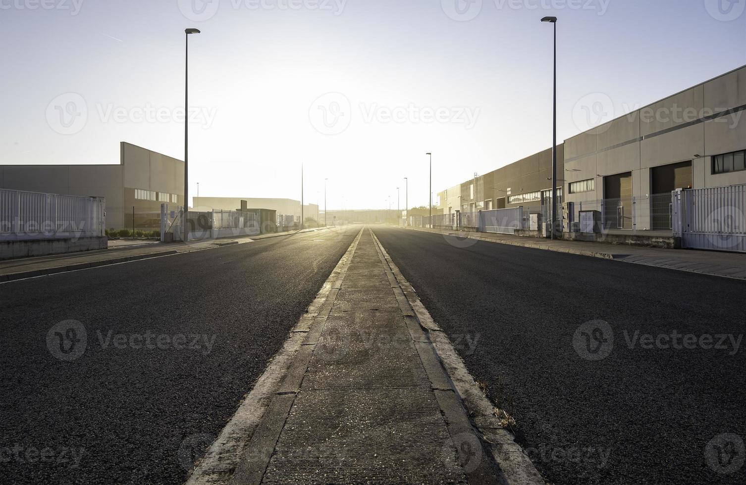 Industrial street with fog photo