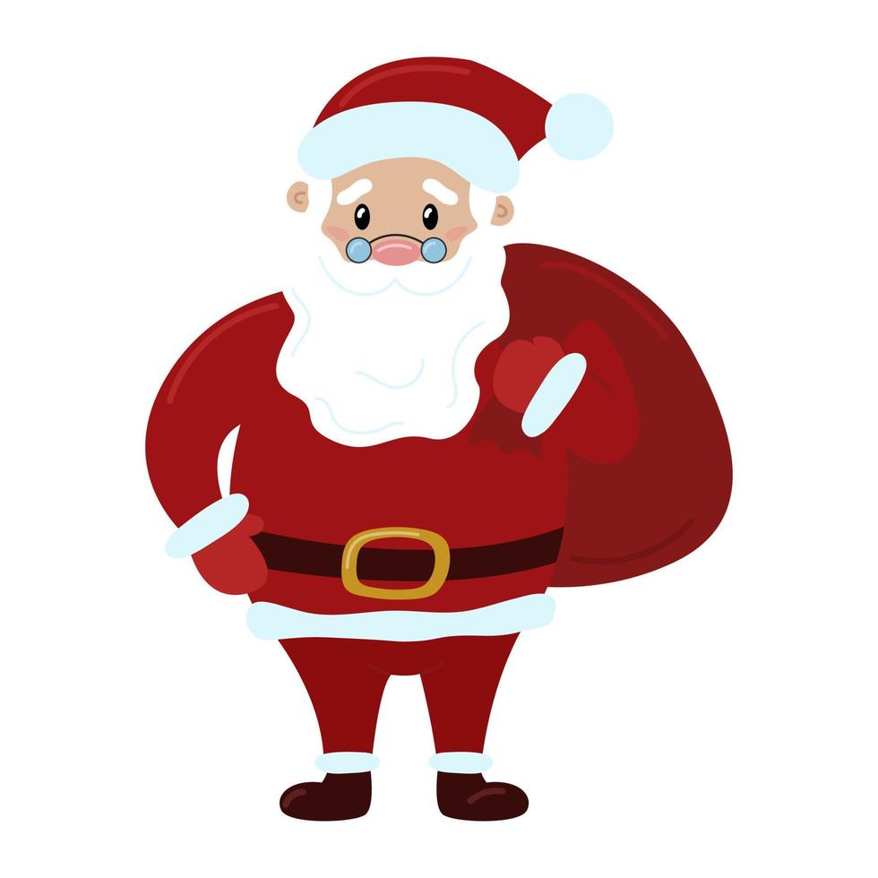 santa claus aislado. personaje anciano de navidad con bolsa. ilustración vectorial vector