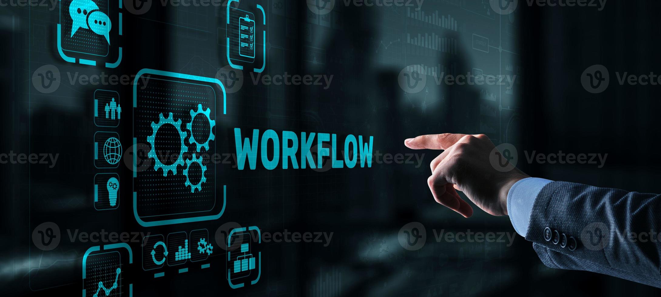 proceso de negocio de sistematización de repetibilidad de flujo de trabajo. tecnología de negocios internet foto