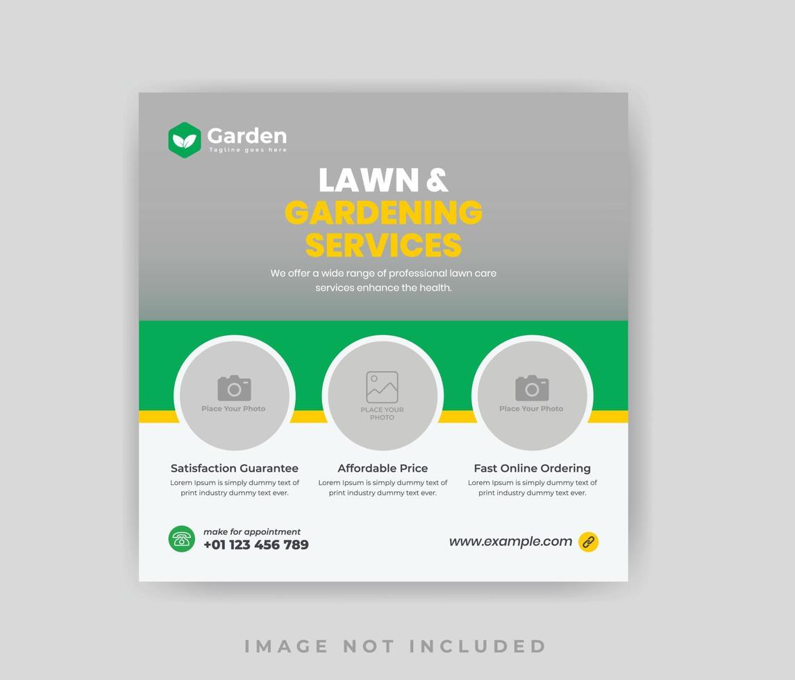 Lawn and garden care maintenance social media post design template vector