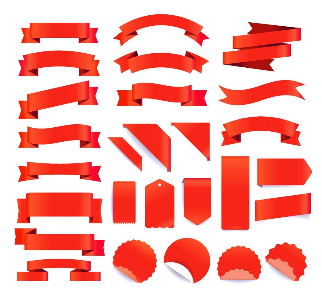 cintas, etiquetas y emblemas rojos de estilo retro vector