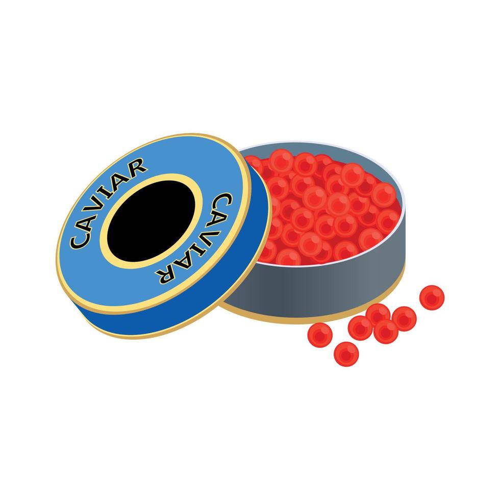 composición isométrica de caviar rojo vector