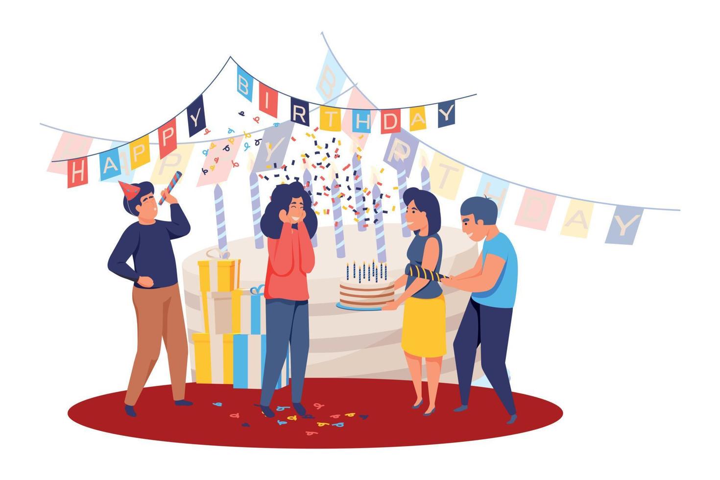 Friends Celebrate Birthday Composition vector