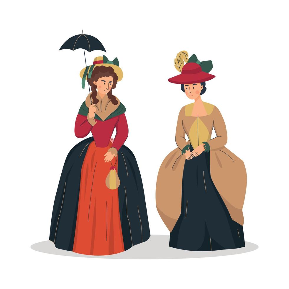 Walking Aristocratic Ladies Composition vector