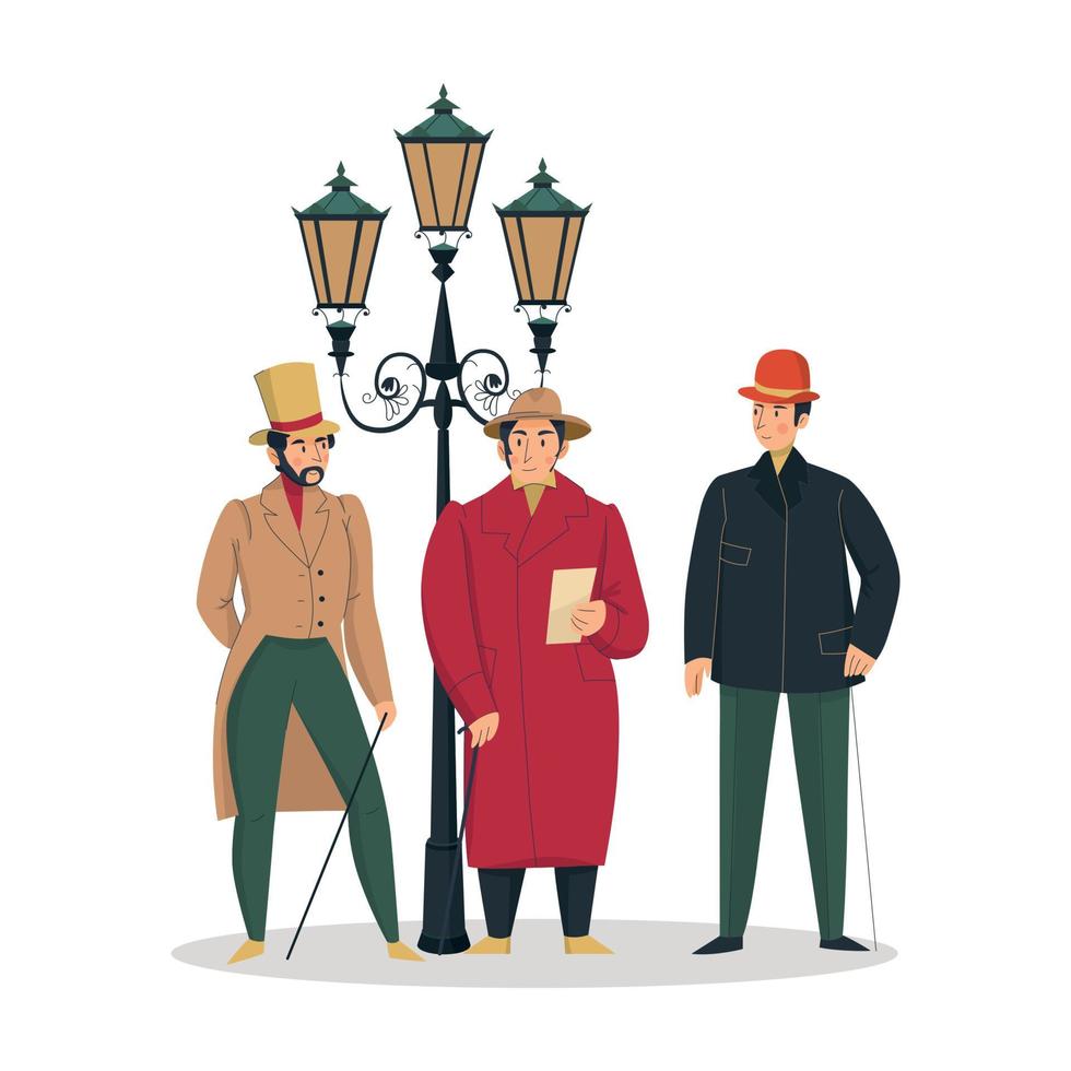 Medieval People Walk Composition vector
