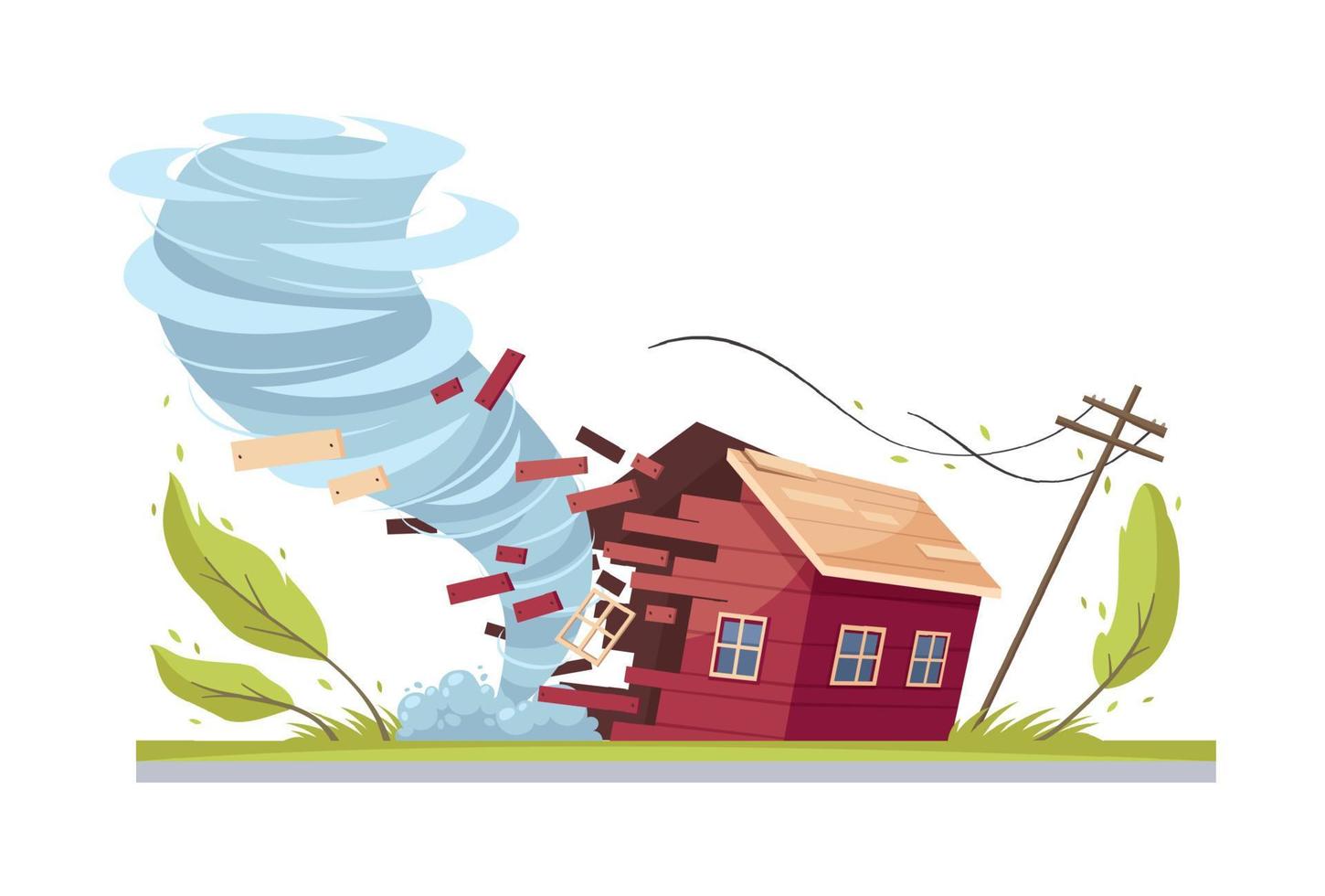 Typhoon Destroying House Composition vector