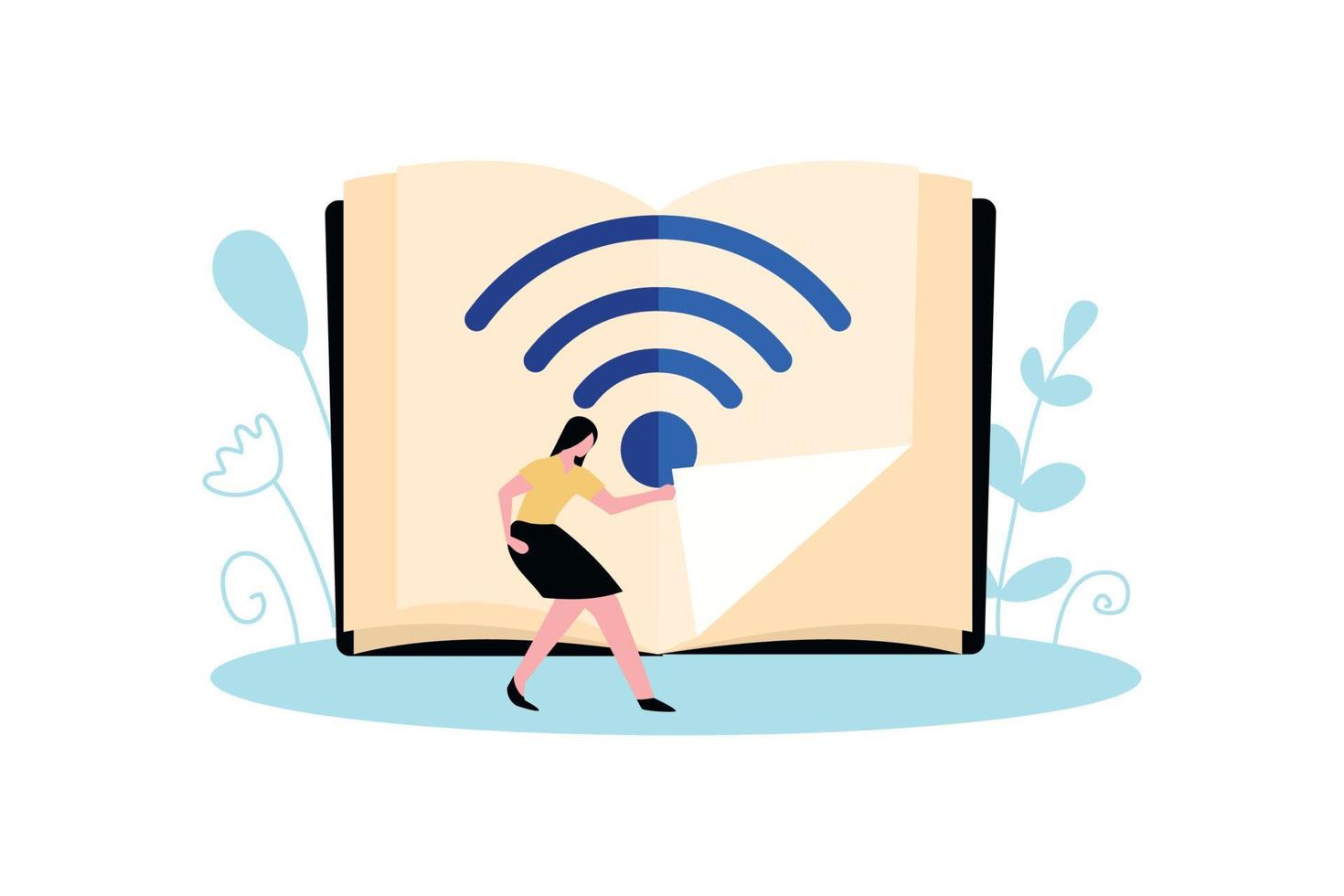 Wireless Book Library Composition vector