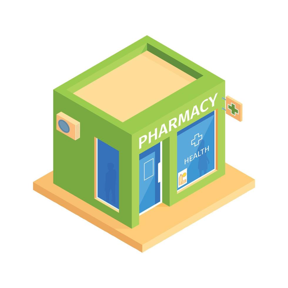 Isometric Pharmacy Building Composition vector