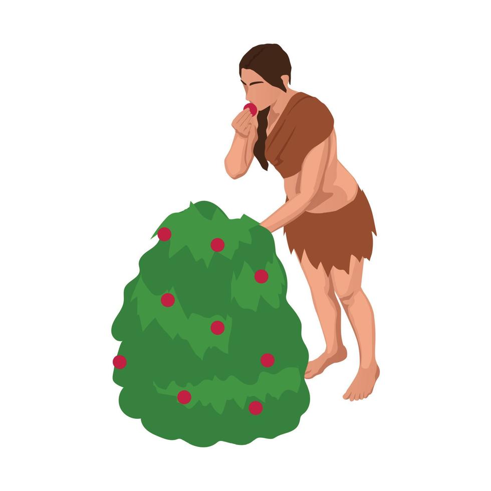 Cave Woman Berries Composition vector