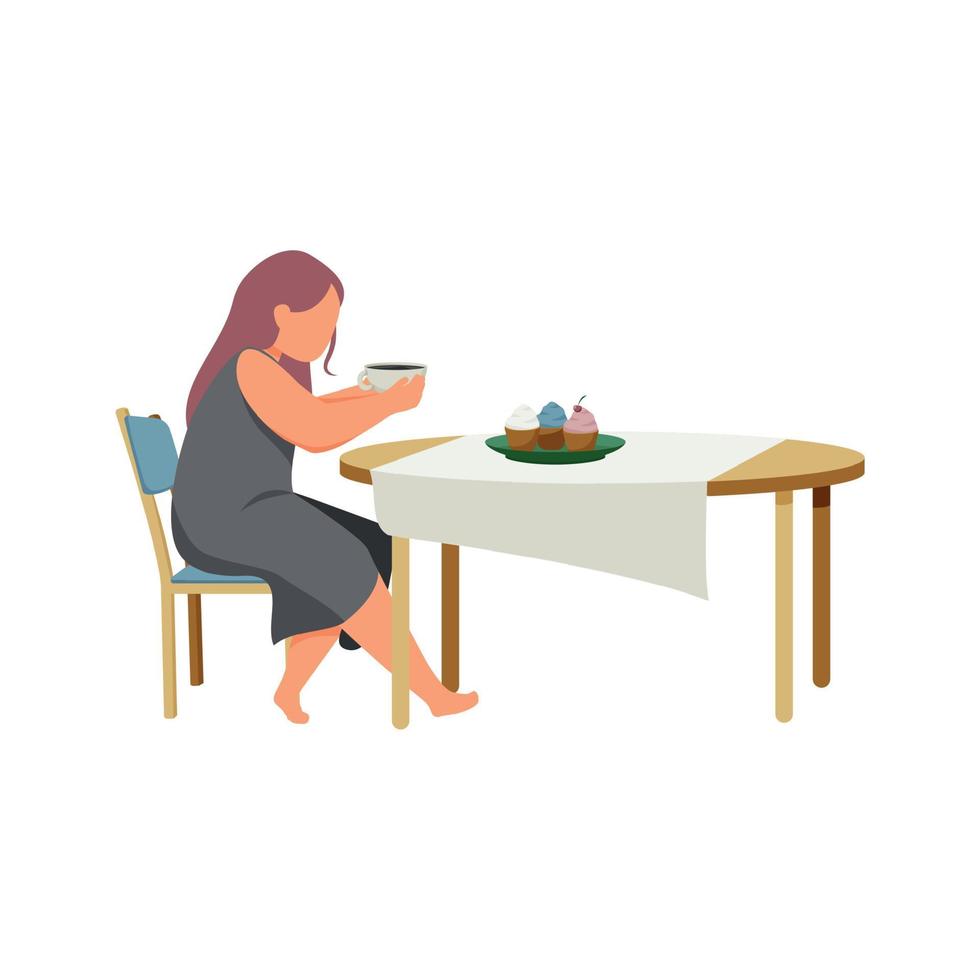 Sweet Breakfast Woman Composition vector