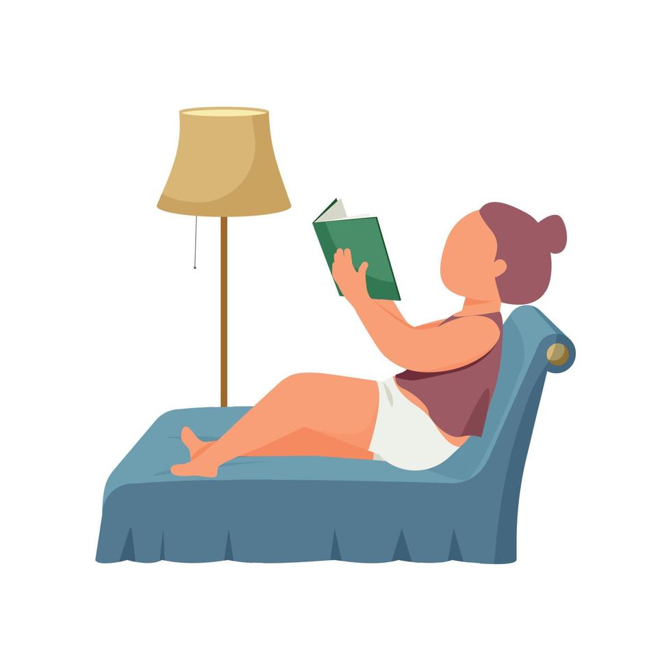 mujer leyendo libro composición vector