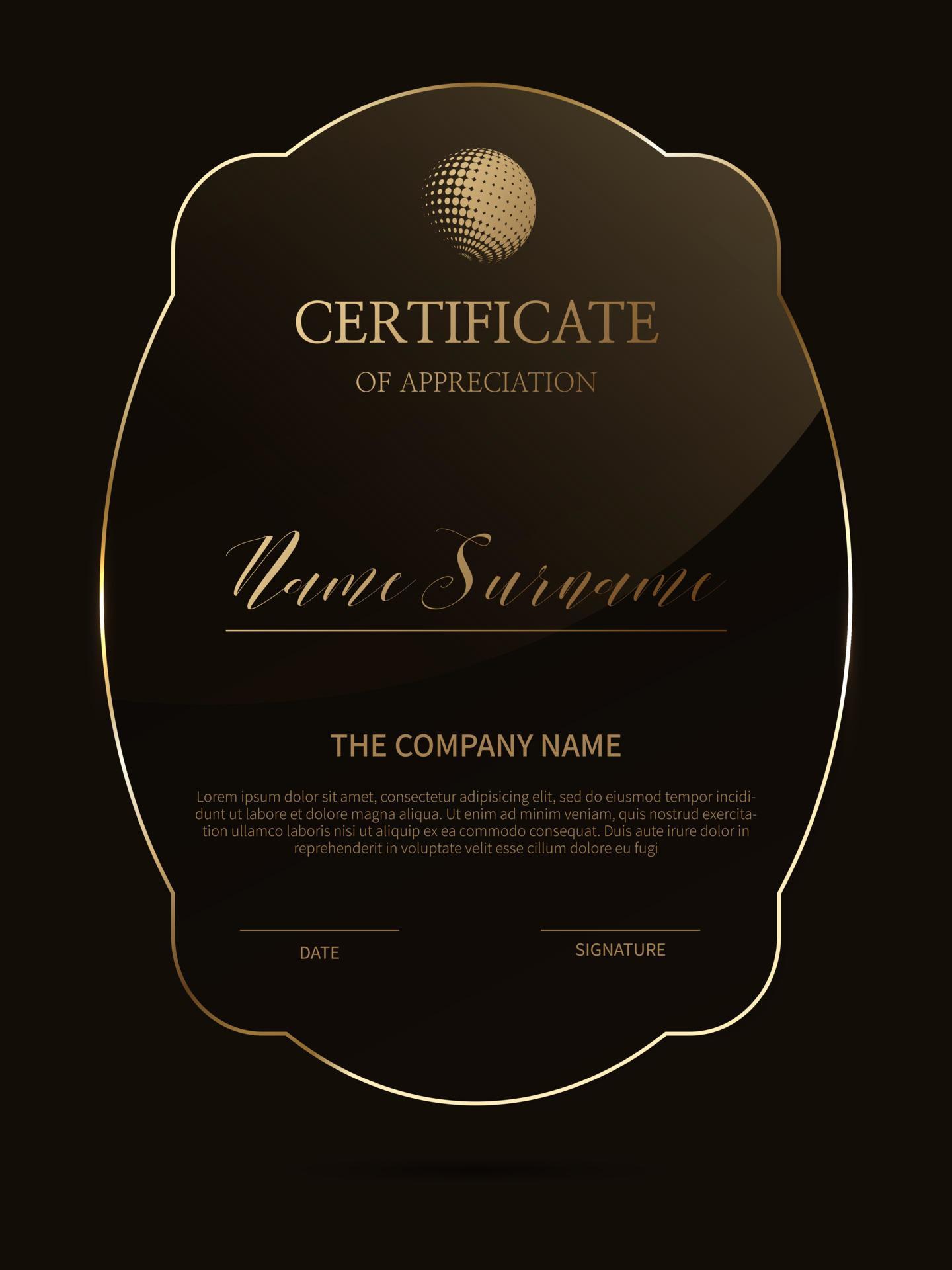 Certificate frame background with glass material 3666390 Vector Art at