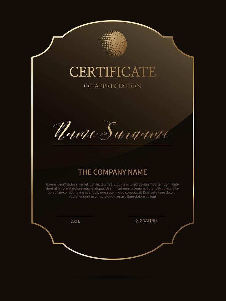 Certificate frame background with glass material vector