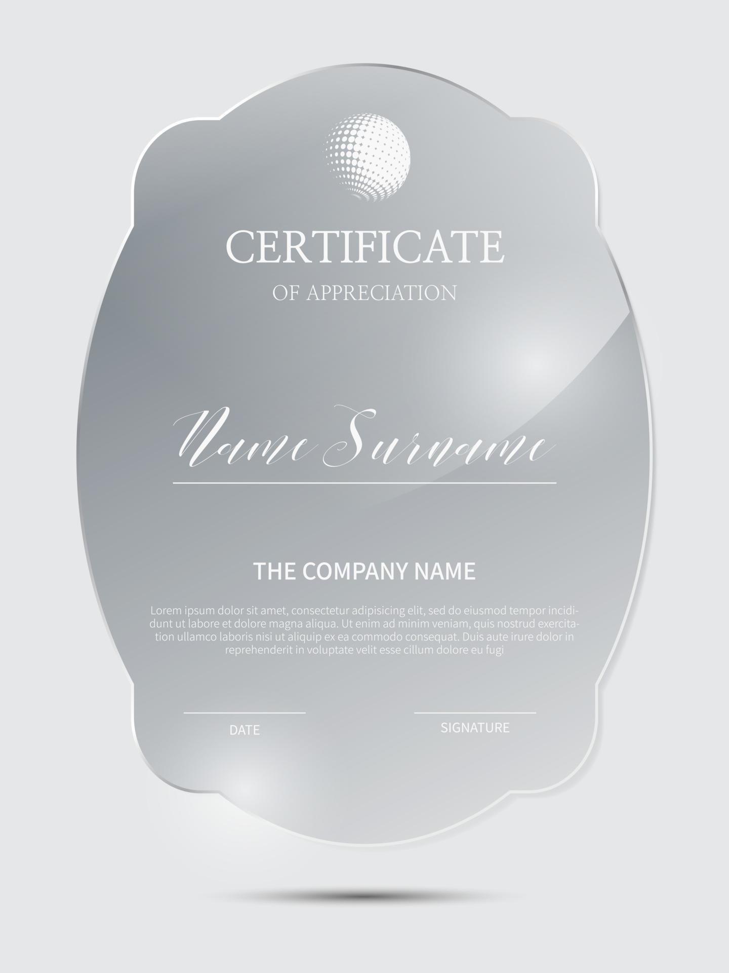 Certificate frame background with glass material 3666395 Vector Art at