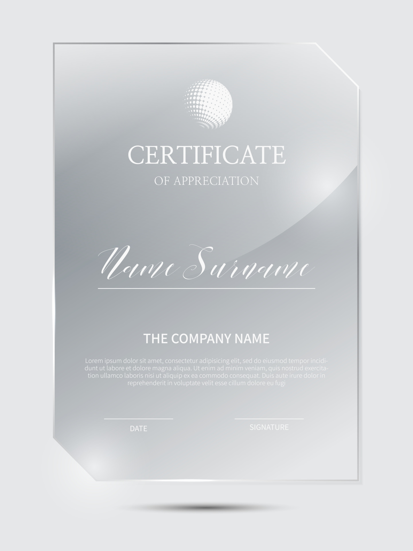 Certificate frame background with glass material 3666400 Vector Art at