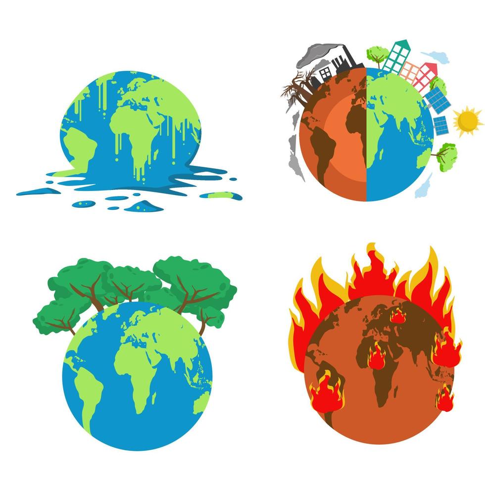 Melted Globe suitable for Climate change or global warming illustration vector