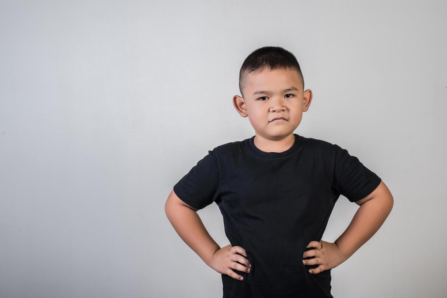 Funny portrait boy studio photo