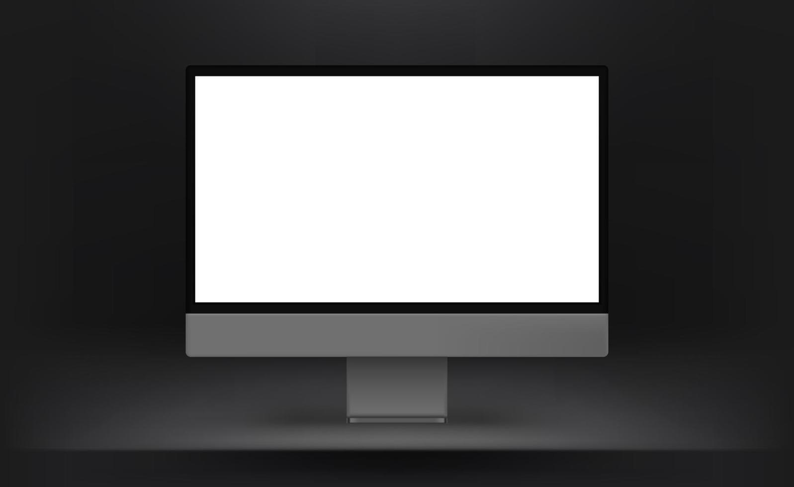Dark interior with blank computer screen. Vector mocku 3666917 Vector