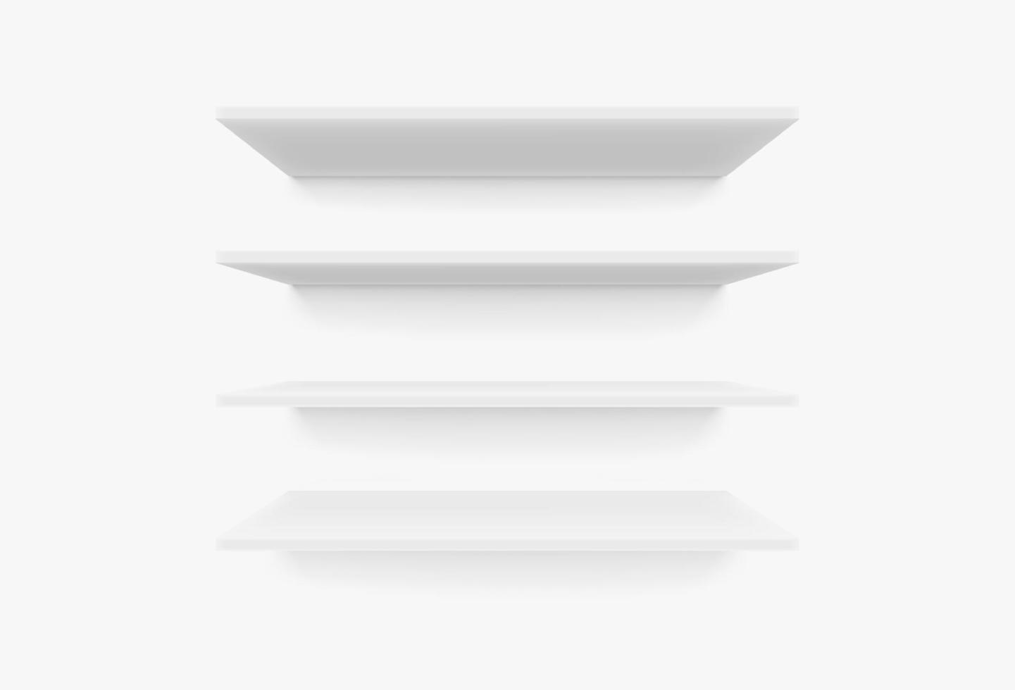 Empty white clean store shelves. Vector mock-up
