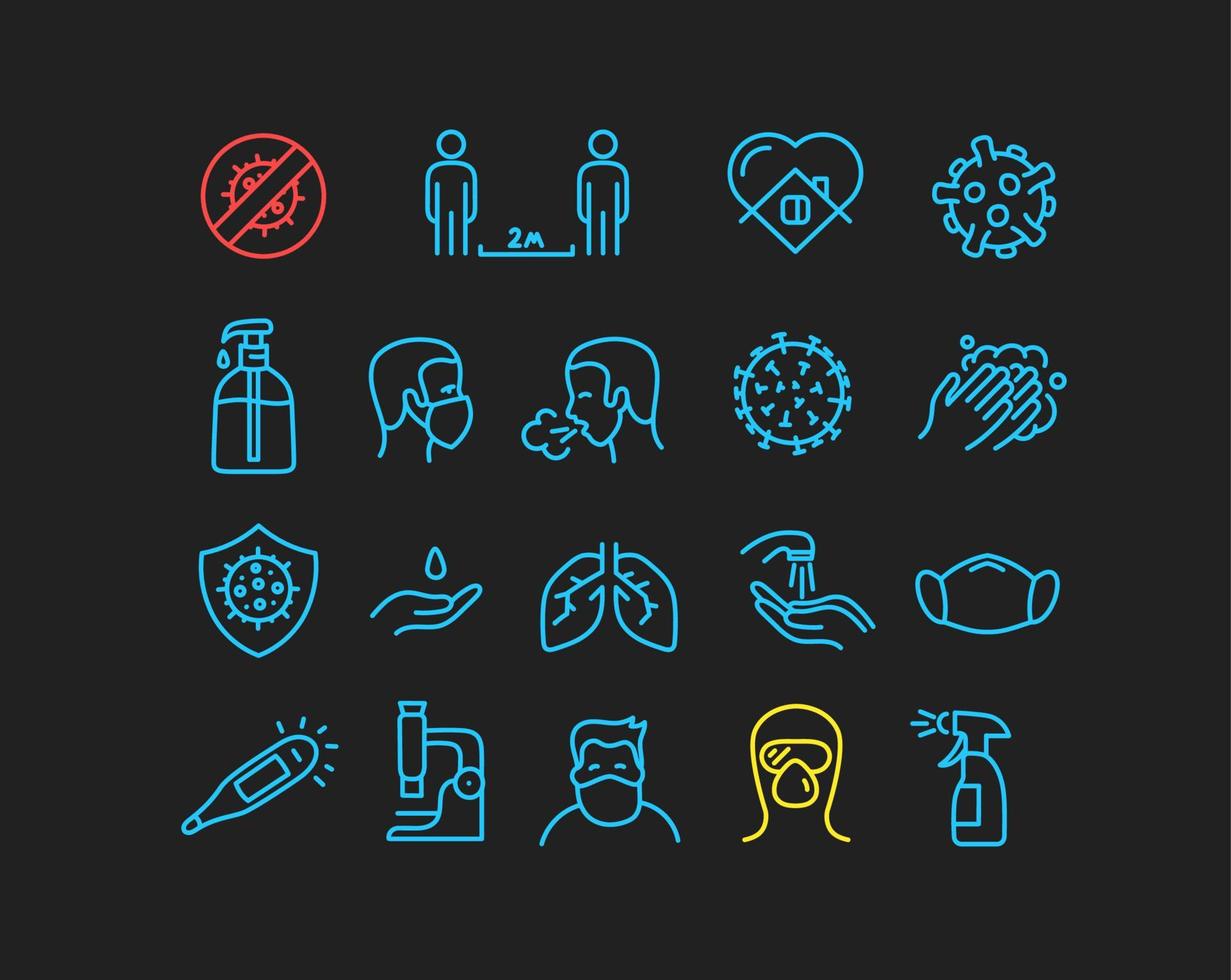 Coronavirus protection icons vector set