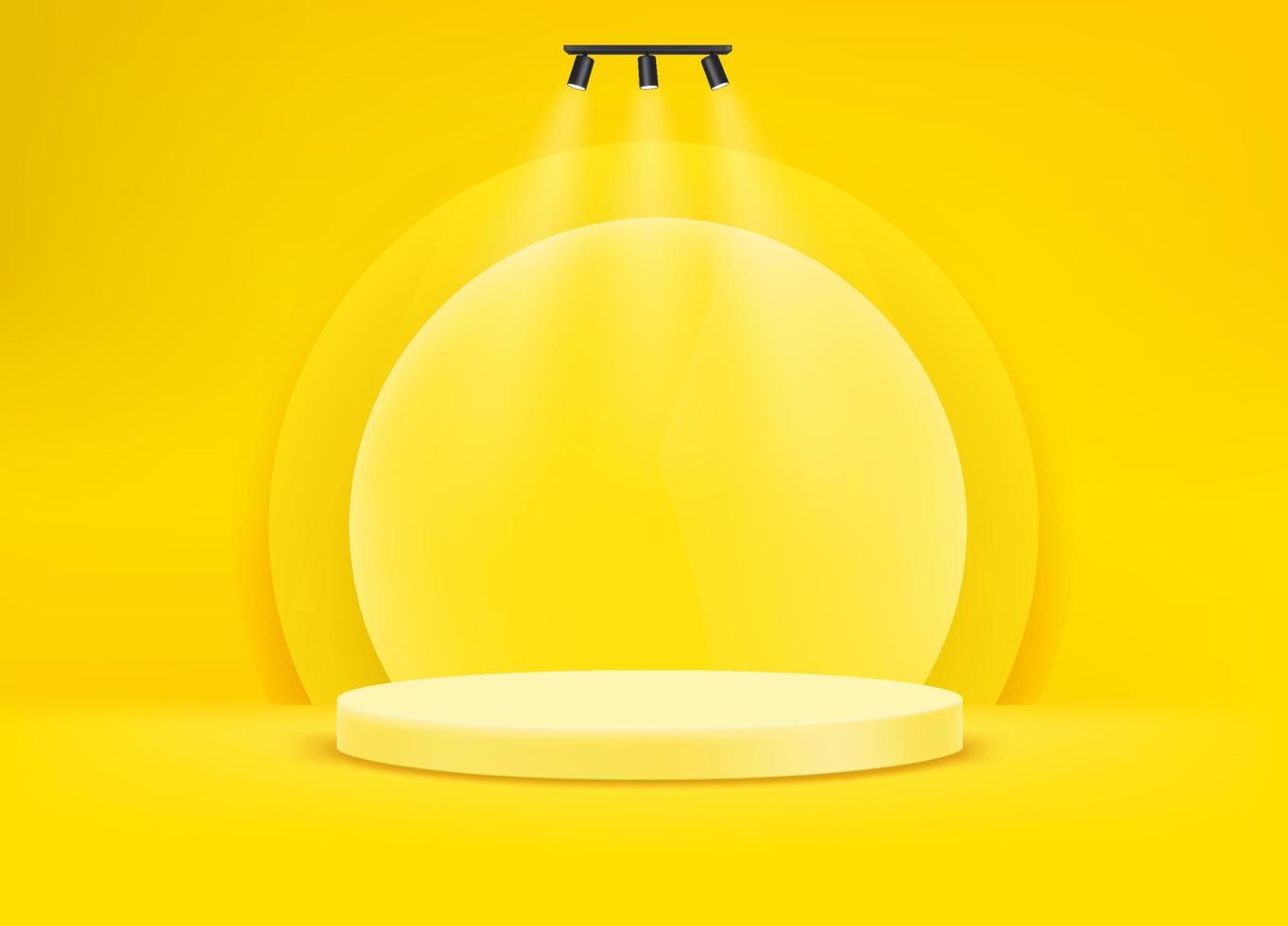Bright yellow scene with round pedestal vector