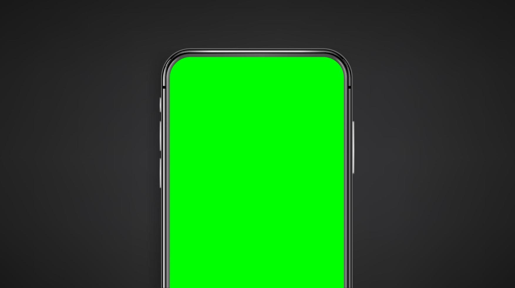 Modern smartphone with blank green screen. Vector mockup for video keying