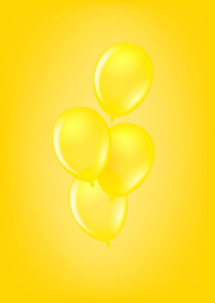 Globos de aire amarillo transparente amarillo sobre fondo amarillo vector