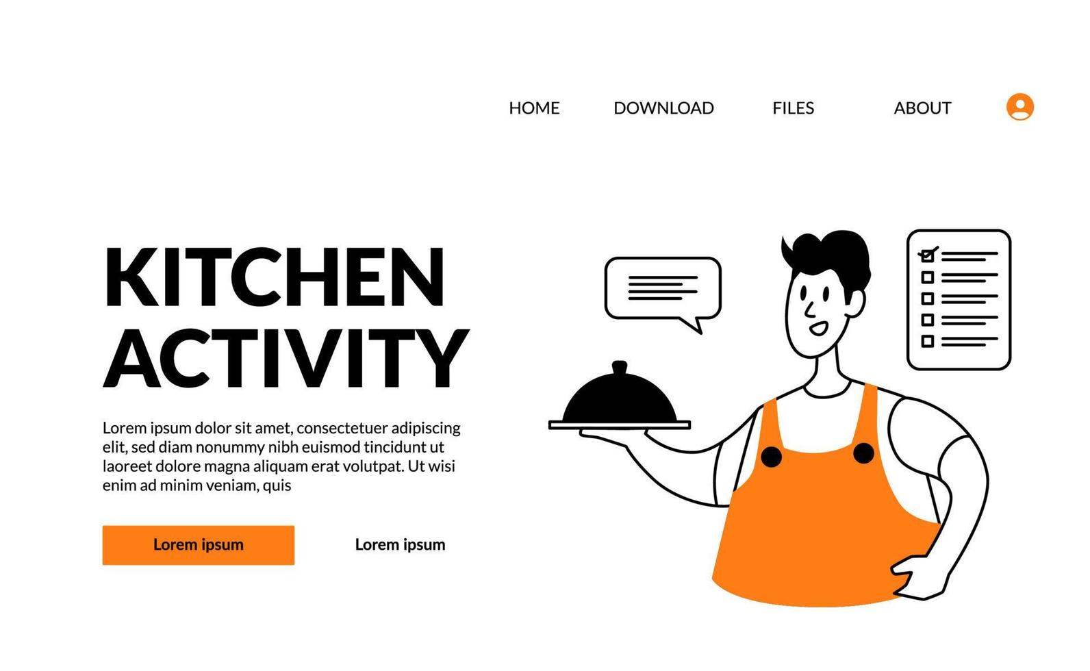 modern flat outline illustration for kitchen activity for landing page template vector