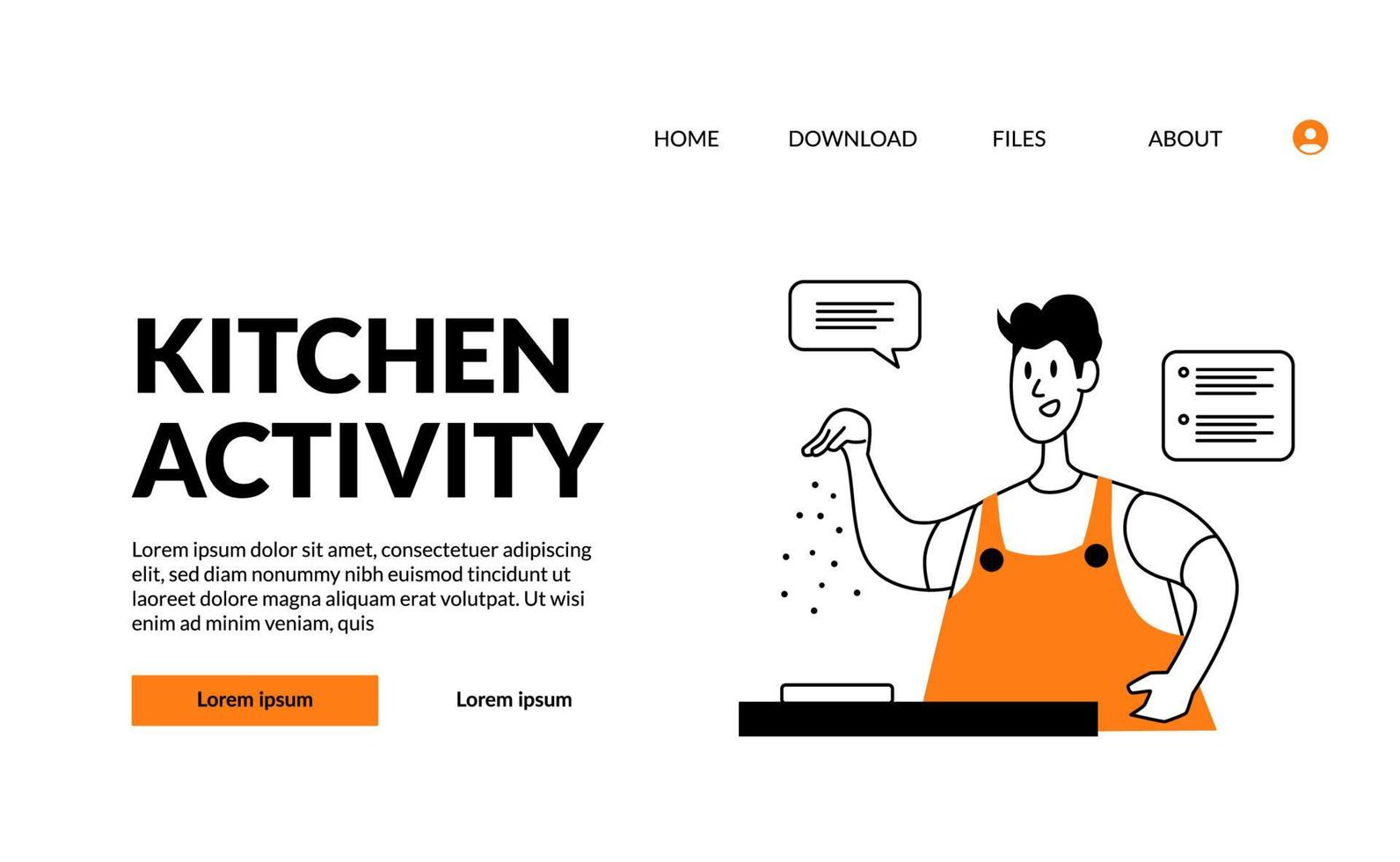 modern flat outline illustration for kitchen activity for landing page template vector