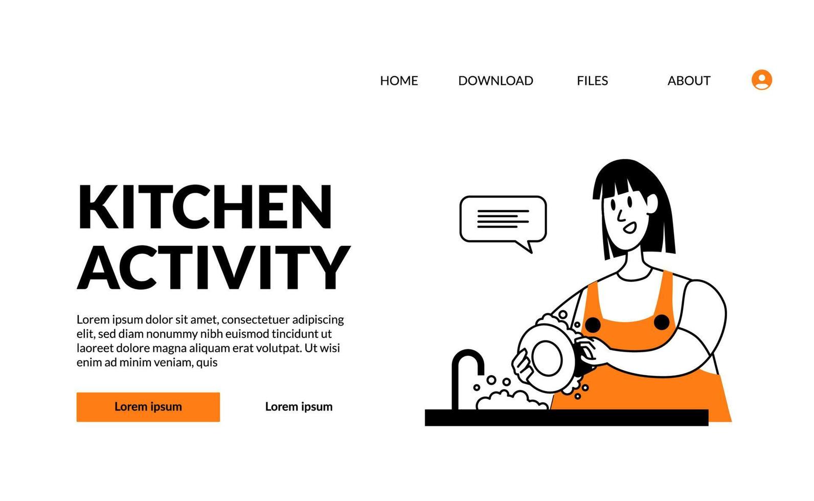 modern flat outline illustration for kitchen activity for landing page template vector